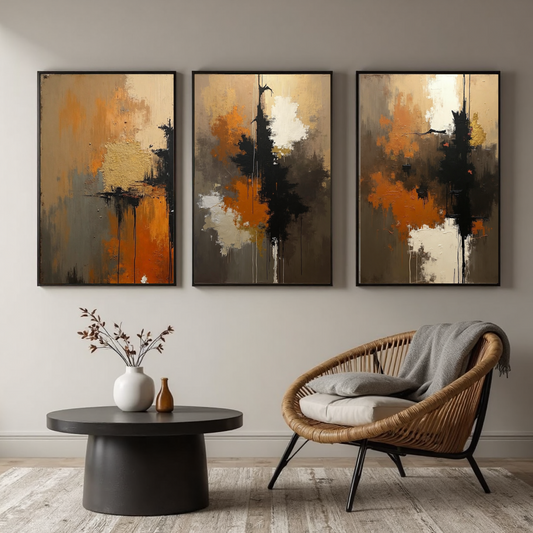ABSTRACT PAINTED PRINT SET OF 3 - OMBRA