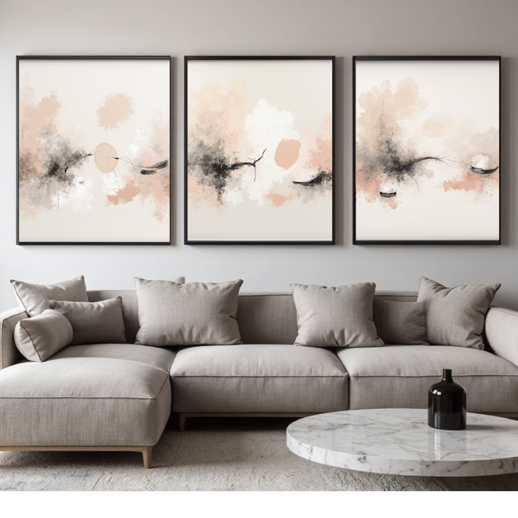 ABSTRACT ART SET OF 3 PRINTS - SERAPHA