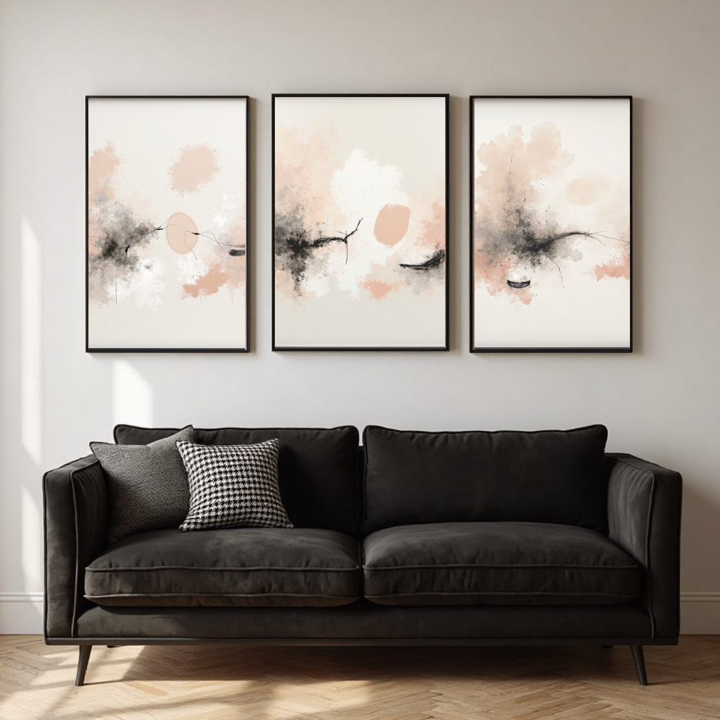 ABSTRACT ART SET OF 3 PRINTS - SERAPHA