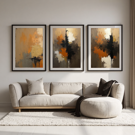 ABSTRACT PAINTED PRINT SET OF 3 - OMBRA