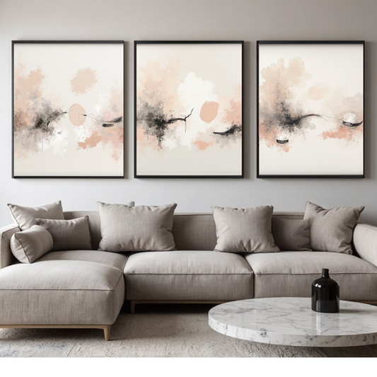 ABSTRACT ART SET OF 3 PRINTS - SERAPHA