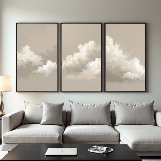 SET OF 3 FRAMED CANVAS - CLOUDS